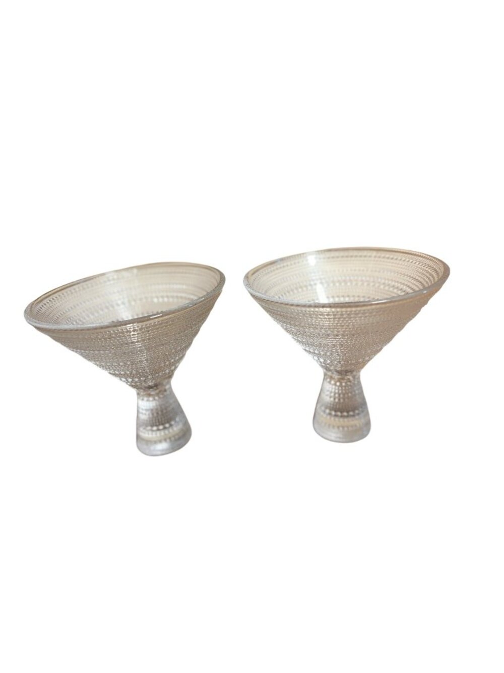 Fortessa Beaded Hobnail Embossed Textured Martini Glasses Lot of 2 Heavy